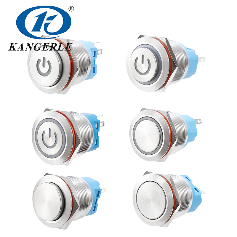 22MM金屬按鈕開關自復自鎖LED燈防水防塵經濟款
